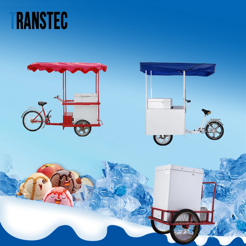 Popular style Ice cream tricycle with three wheels  108 litres freezer solar powered good looking and good quality