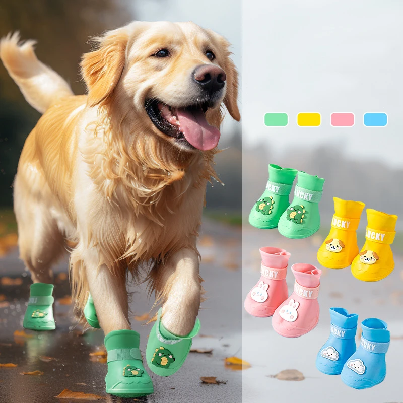 High quality fashion waterproof dog shoes pet wint breathable dog shoes waterproof silicone pet shoes