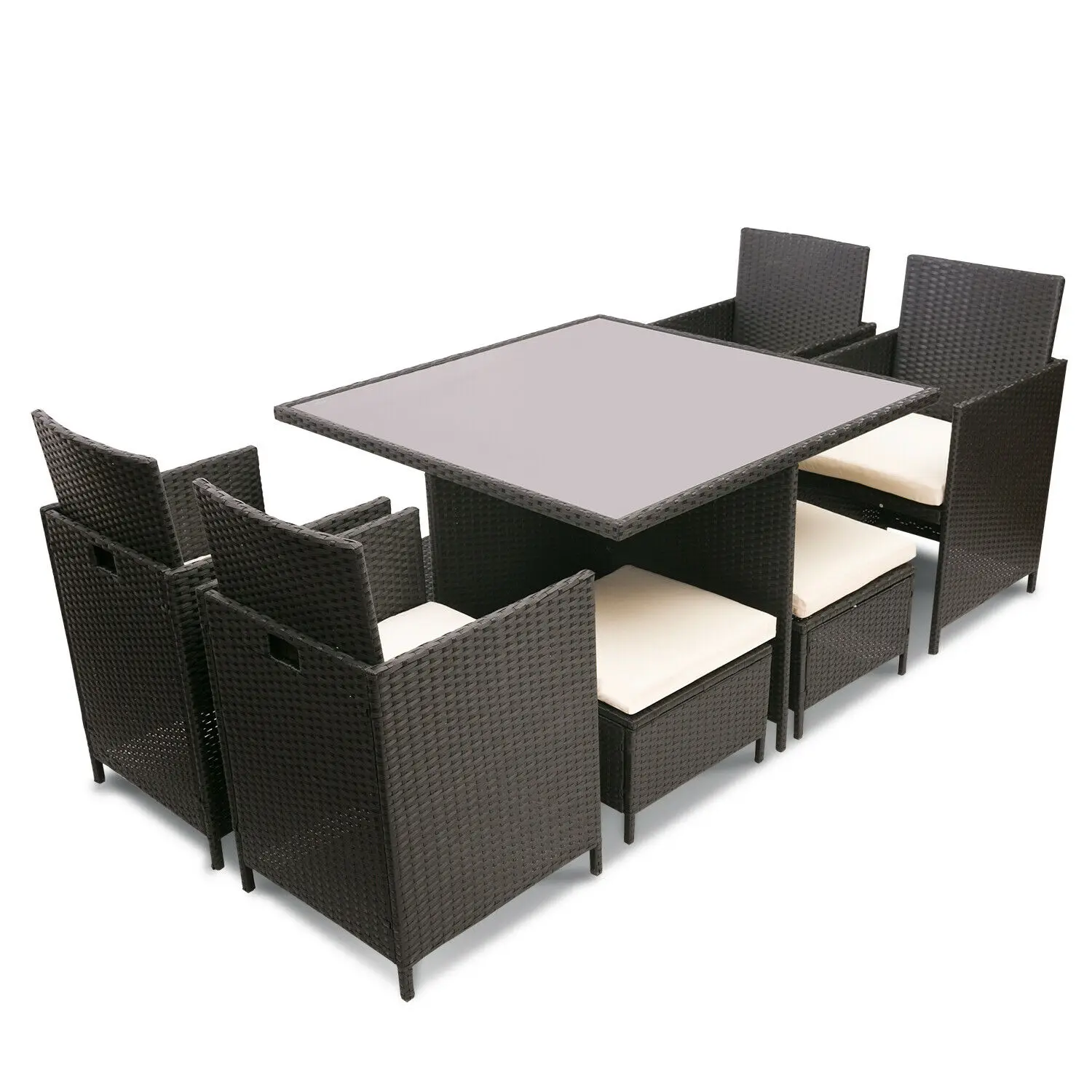 
Easy Cleaning Outdoor Garden Table Set Dining Furniture Cube Set Garden Rattan Dining Set 