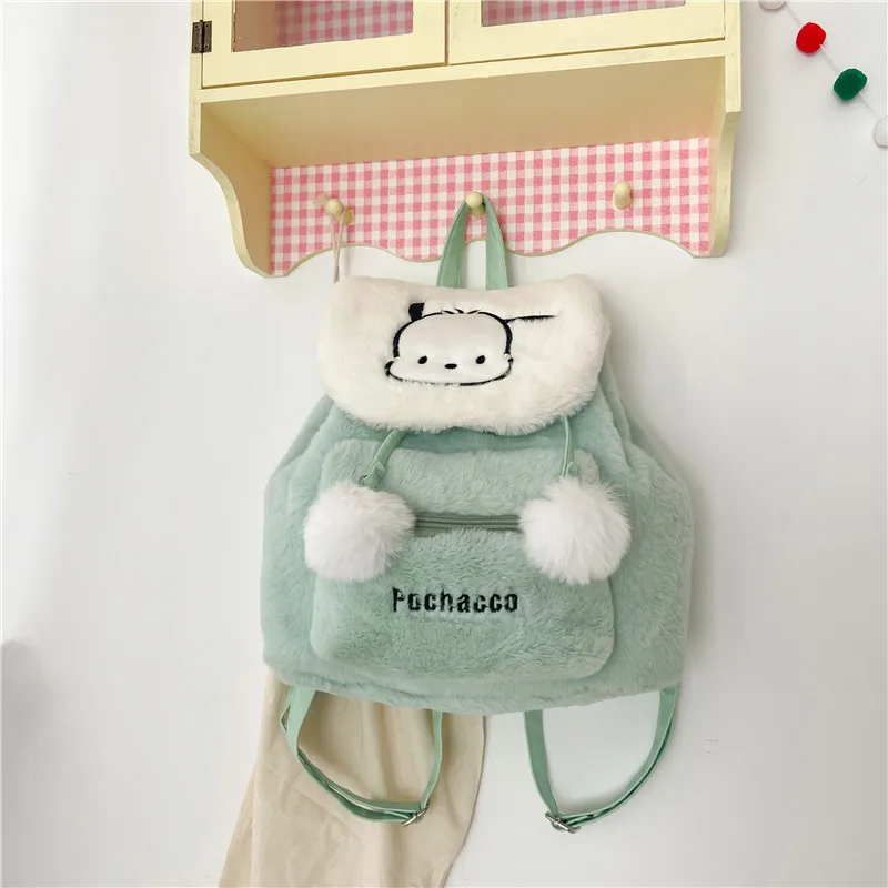High Quality Kawaii Sanrios My Melody Hello KT Girls Kids Plush Backpack Kuromi Push Students School Bags