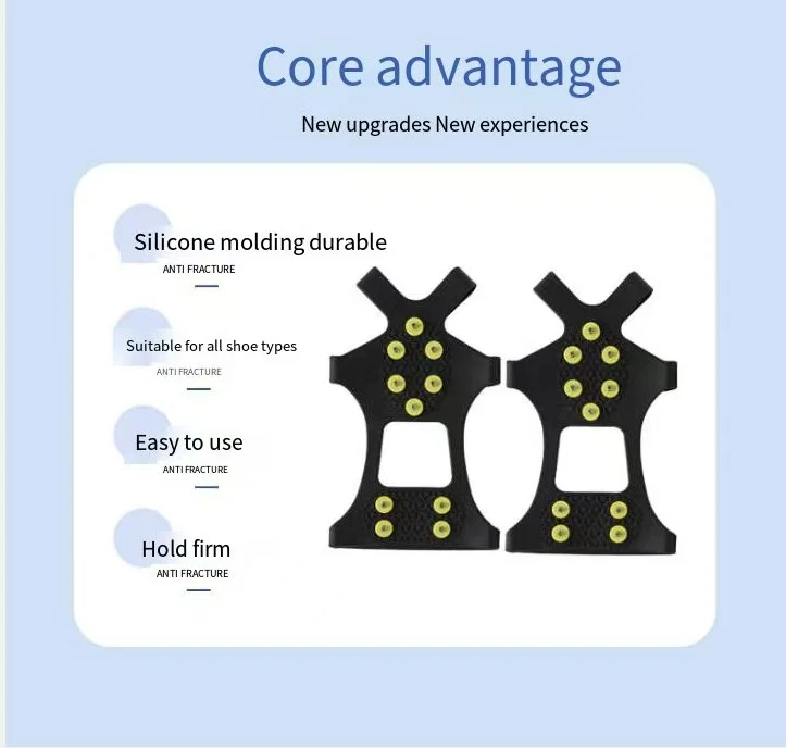 10 Steel Rubber Spikes Crampons Ice Cleats for Shoes and Boots,  Anti Easy Slip Studs Grippers,  Slip-on Stretch Footwear