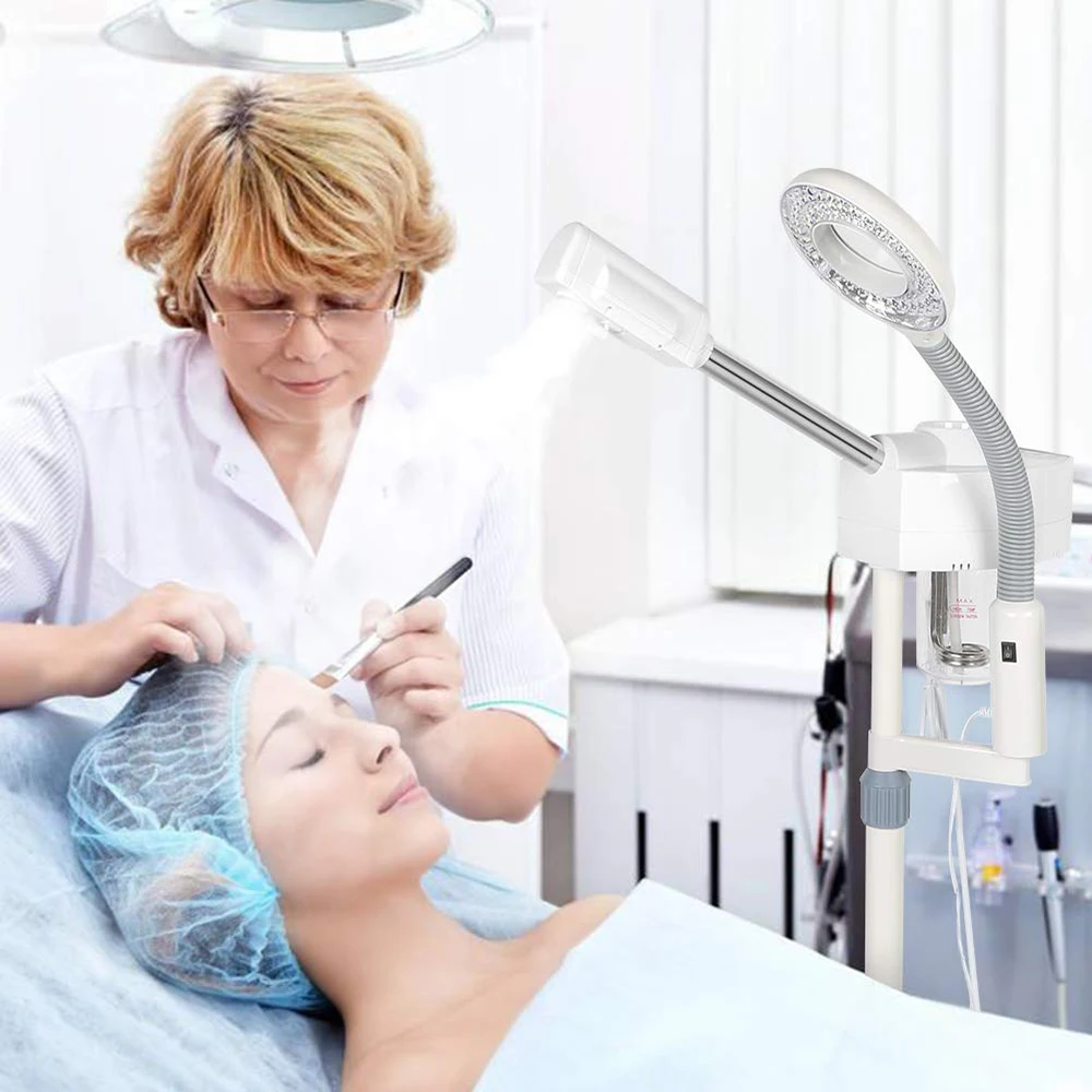 Salon Spa Beauty Skin Care Tool Equipement Multifunctional Professional Humidifier 2 in 1 Facial Steamer with 5X Magnifying Lamp