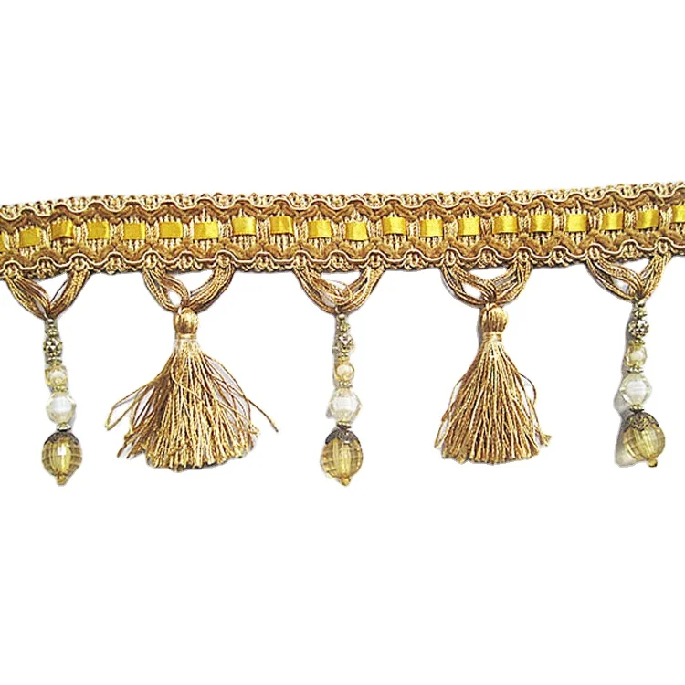 2014 New Design Braid Bead With Fringe TRIM  For Curtain, Drapery