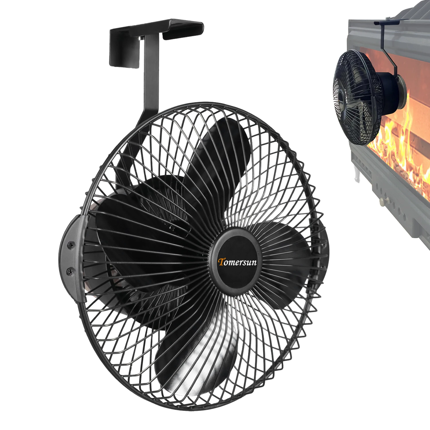 FreeStanding  Wall Fan Hanging on the Fireplace Glass Wood Burning Stove Fan Wood Stove Fan Heat Powered