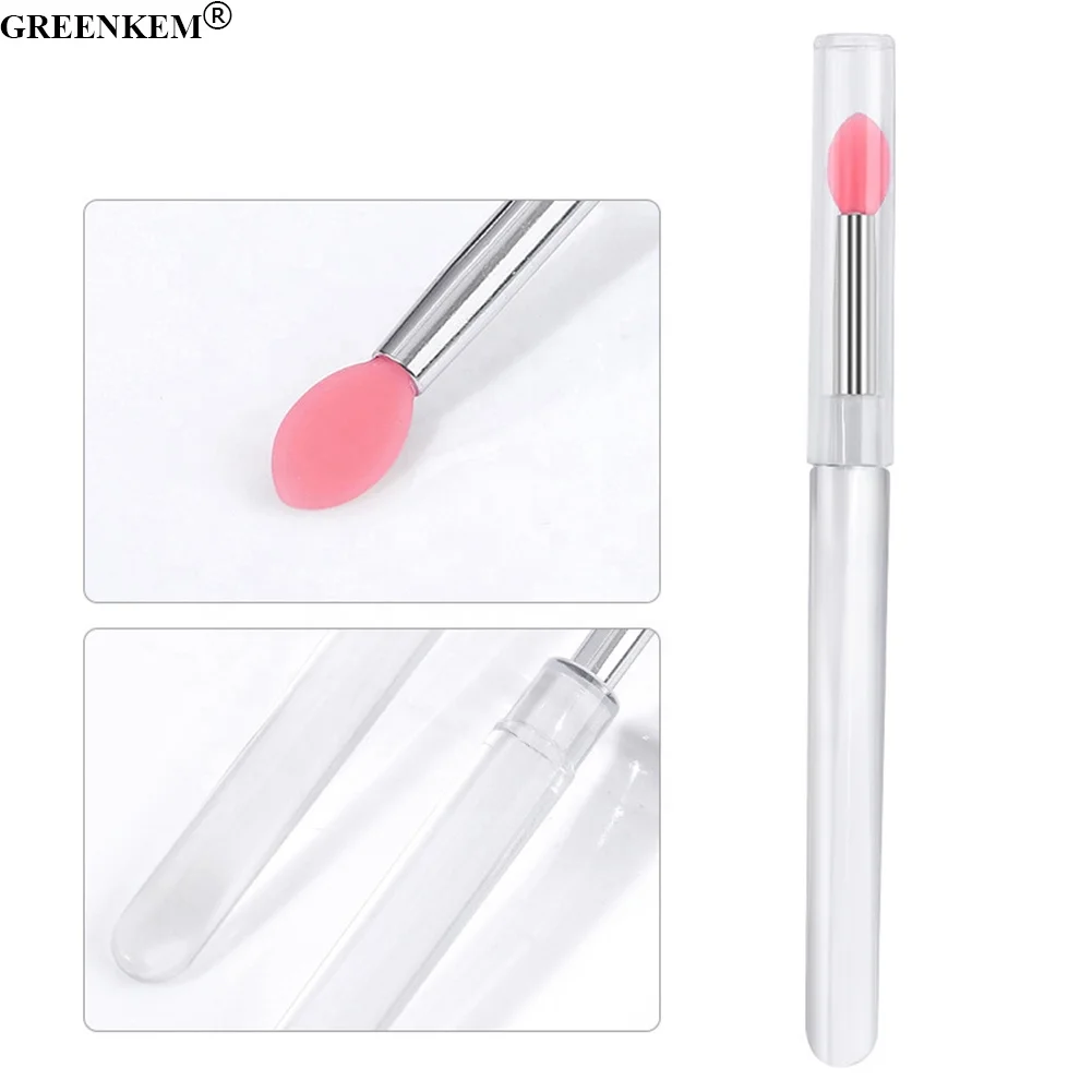 Nail Art Clear Handle Silicone Soft Liquid Glitter Makeup Brush With Dustproof Nail Powder Brush