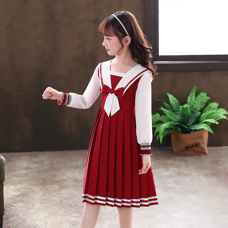 New Red JK Uniform Autumn Summer Japanese School Uniforms High School For Girls Sailor Pleated Skirt JK Sets Cosplay Clothing