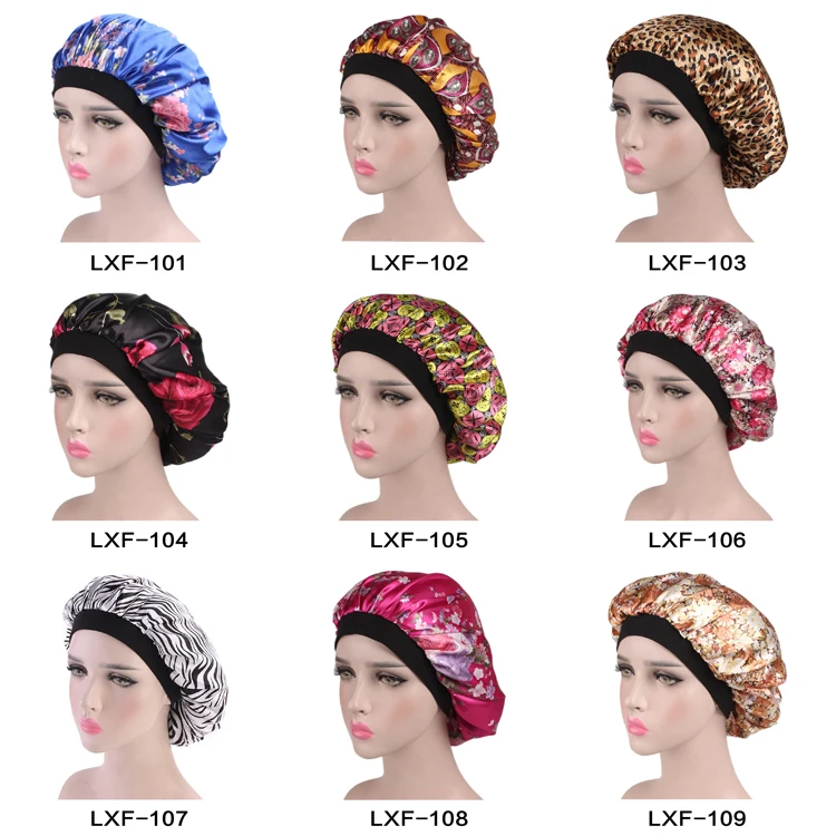 Multi Color Single Layer Satin Bonnet Lady Sleep Cap Head wrap Hat Fashion Silky Bonnets