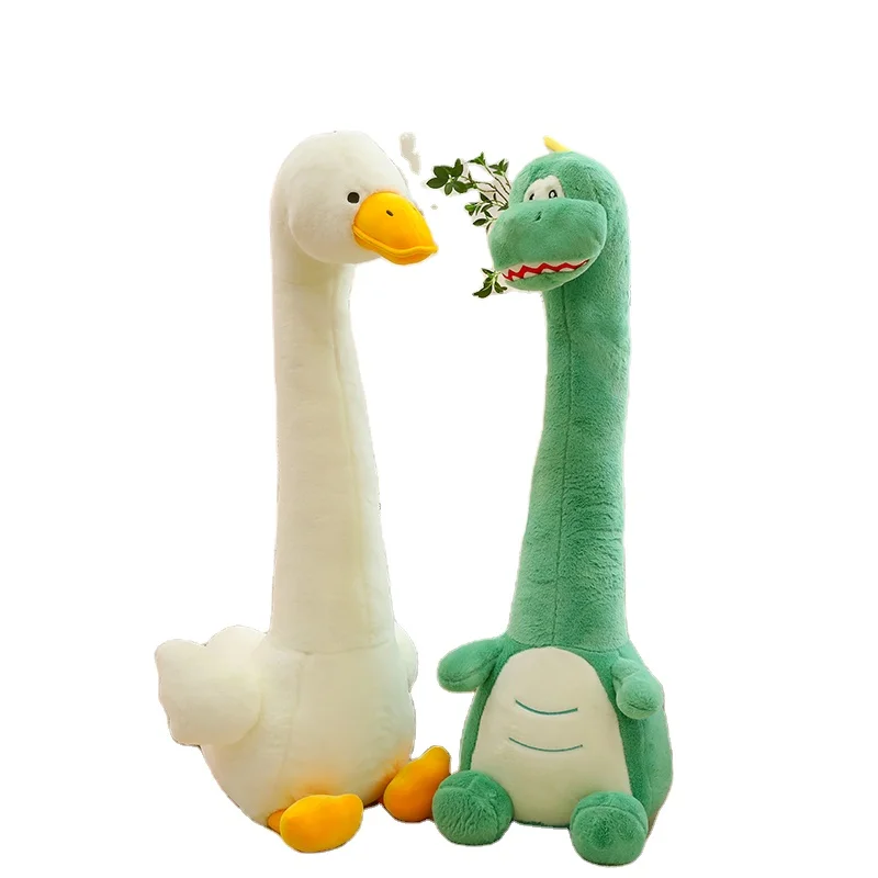 New Long Neck Cute Dinosaur Long Strip Plush Toy Soft Cartoon Animal White Goose Stuffed Doll Pillow for Birthday Gift
