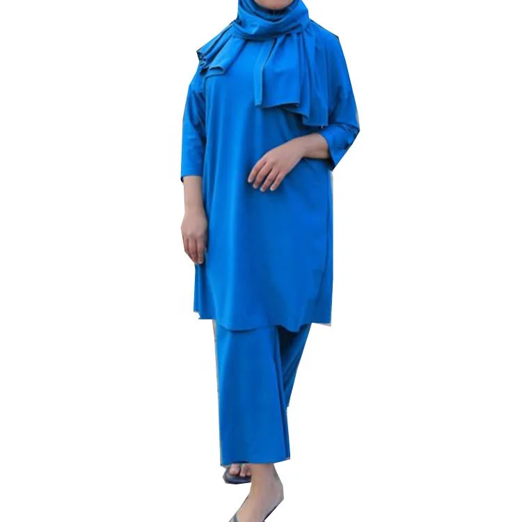 2023 Latex Swimsuit Muslim Women Long Sleeve Swimsuit Modest Muslim Islamic Burkini Swimwear