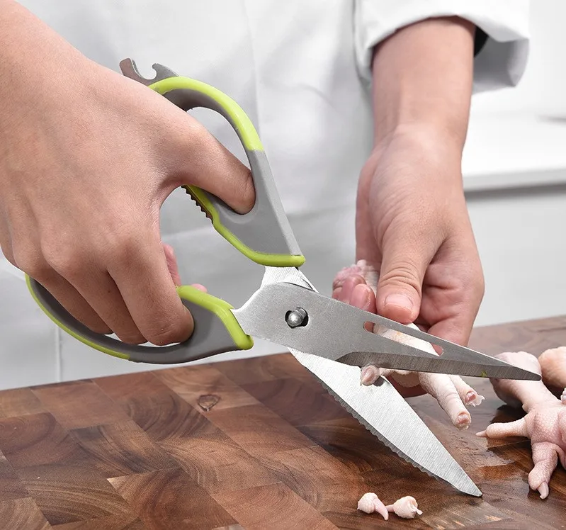 Многофункциональные прочные нескользящие кухонные ножницы из нержавеющей стали с защитой от