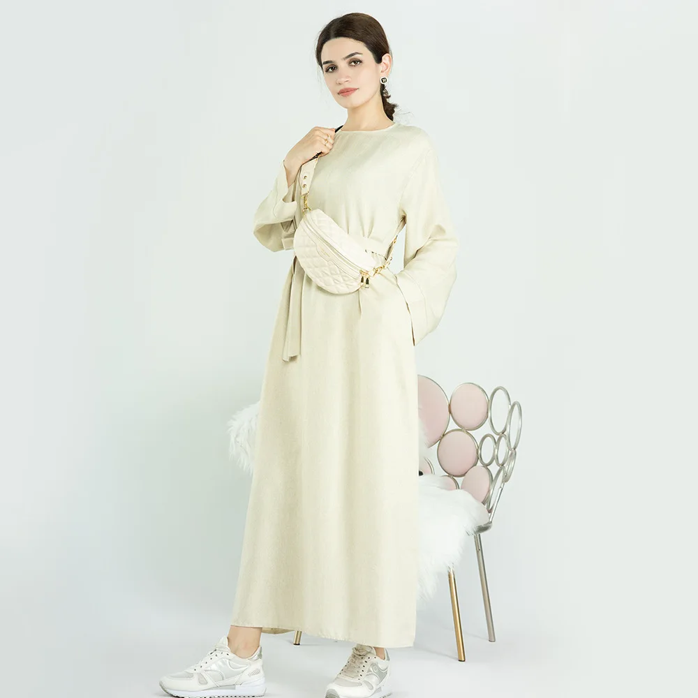 2023 Linen Closed Abaya Daily Wear Muslim Girls Abaya Turkey Abaya Dubai Women Islamic Clothing