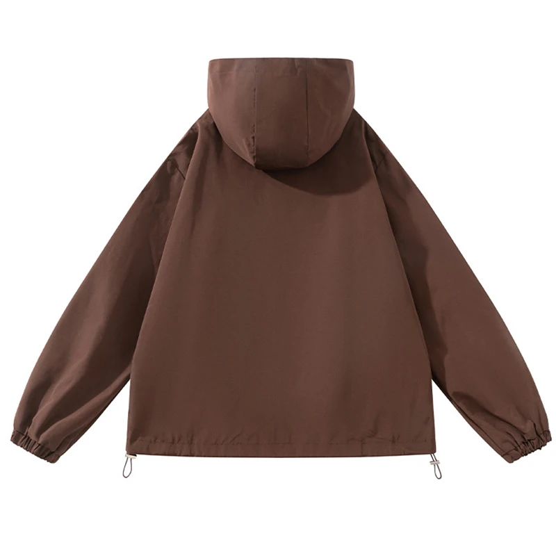 Custom Hooded Outdoor Loose Jacket Waterproof Seamless Multi Zipper Street Wear Lightweight Jacket