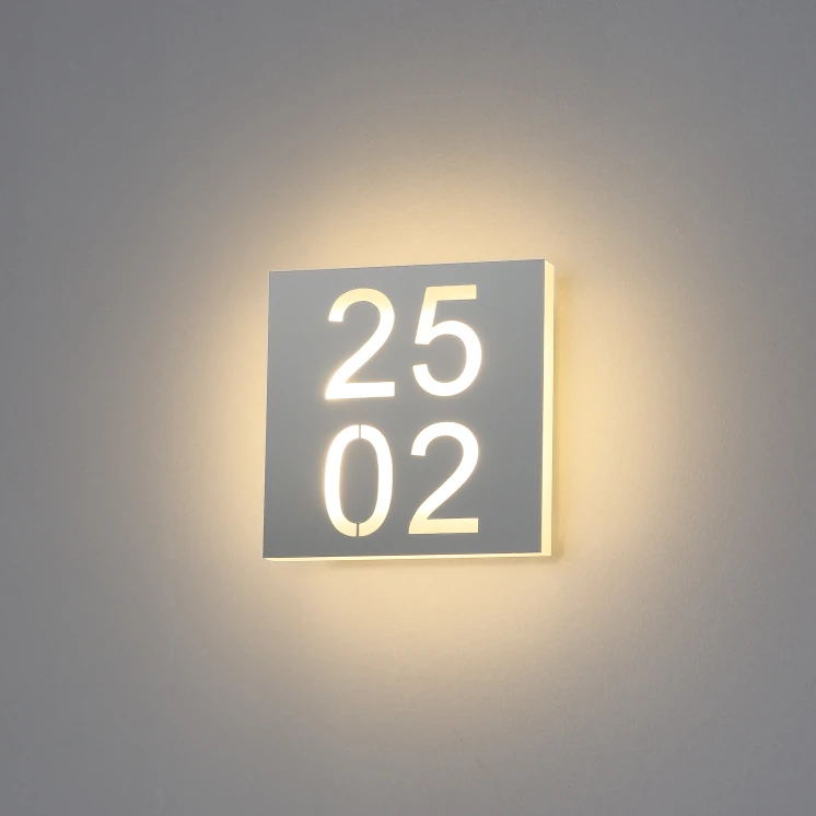 modern style 6W stainless steel mall hotel lamp with number led wall light