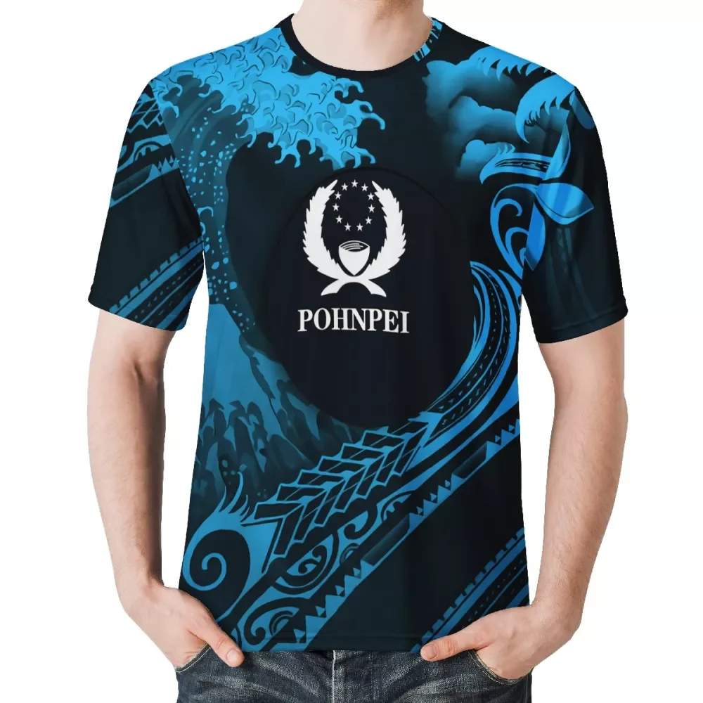 Green and white tribal stripe men tshirt Polynesian design custom pohnpei shirt print Large size men tops loose Quick dry shirt