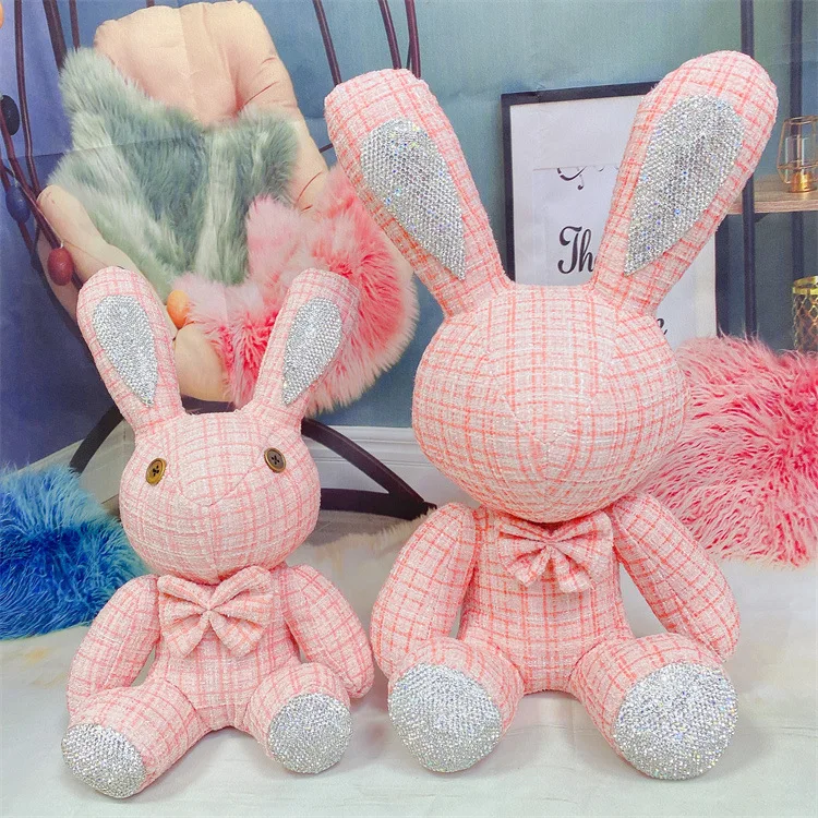 Rabbit Bunny Birthday Gift Party Easter Decoration Cute Little White PU Leather Rabbit Plush Toys