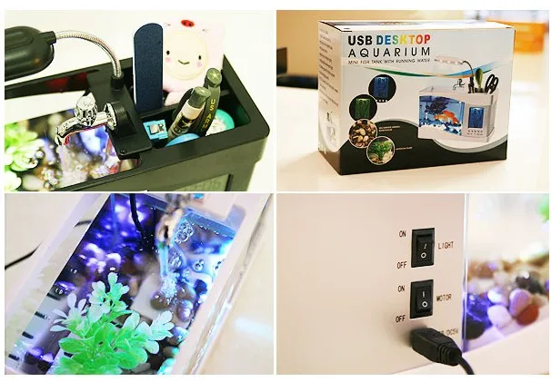  Настольный мини-USB Аквариум/внутренний мини-аквариум со светодиодной подсветкой