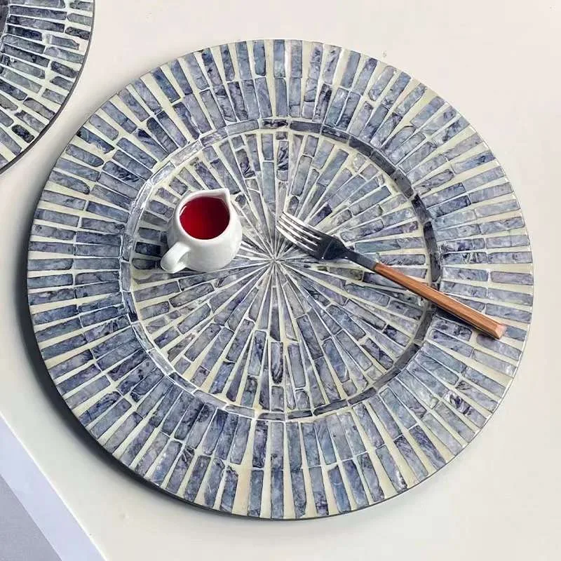 Mother Of Pearl Decorative Plates Charger Plate Decoration for Display Sea Shell Inlay Wood Charger Plates Wedding