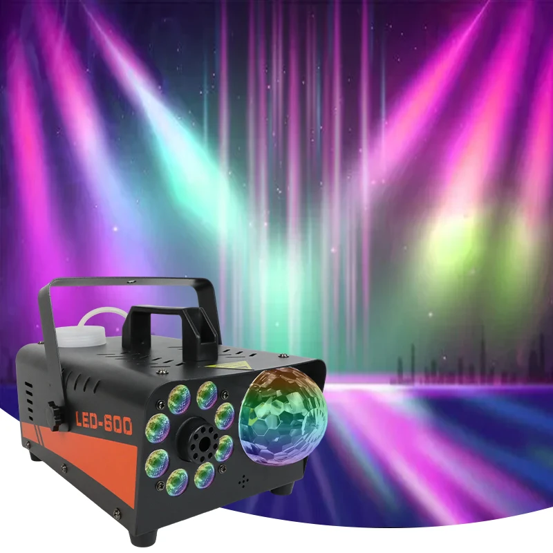 600 Вт противотуманная фара для дискотеки светодиодные RGB фары 2300 CFM Спрей функция автоматического распыления отлично подходит Хэллоуина рождественской свадьбы