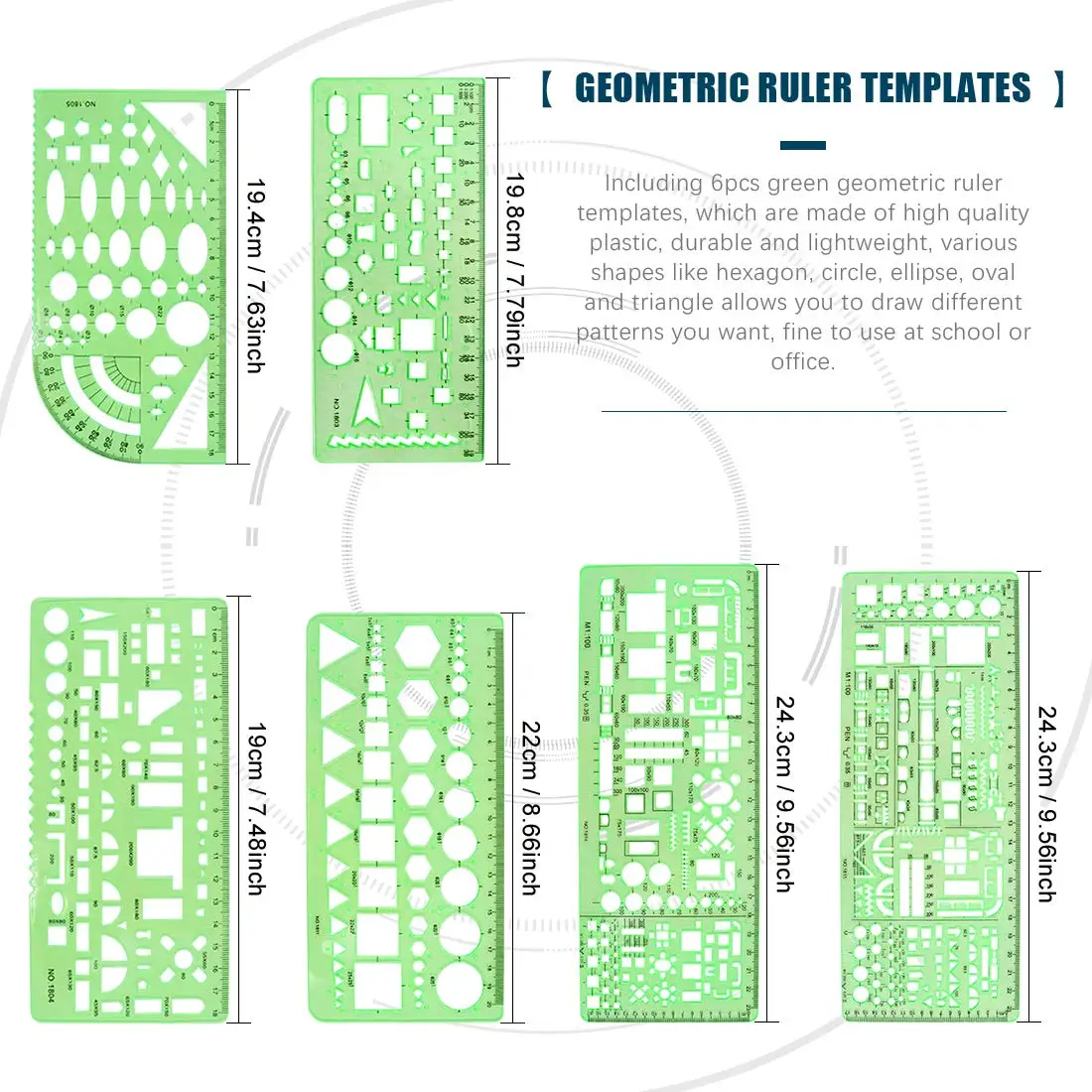16 Pieces Measuring Templates Building Formwork Stencils Geometric Drawing Rulers and Triangular Architect Scale Ruler