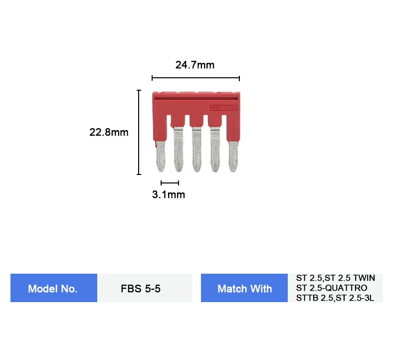 FBS 5-5 Match with ST/PT 2.5 Twin Quattro STTB/PTTB 2.5 3L Pt Terminal bridge block jumper accessories for din rail