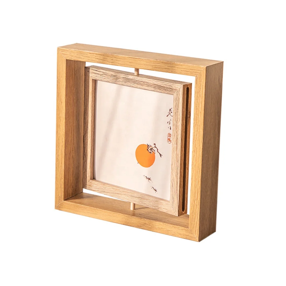 Creative Idea Picture Wooden Frame with Hollowed Out and Rotatable Double-Sided Advanced Design Decorate for Store and Home Etc.