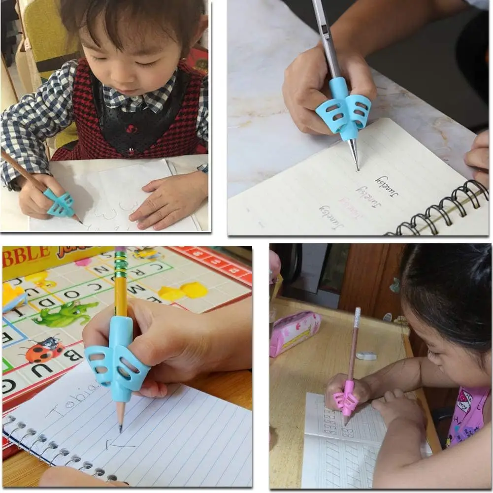 Factory Custom School Soft Silicone Pencil Grips Sets Pencil Grip Holder Gripper children Stationery Pencil Grips