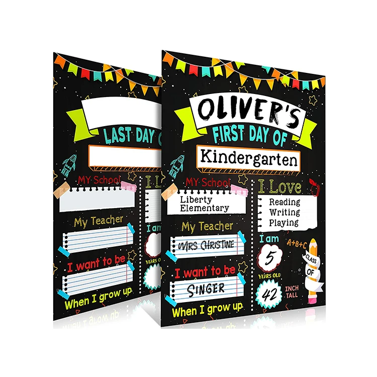 Customized First Day And Last Day of School Board Sign Kindergarten Chalkboard Sign with Printing