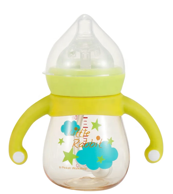 PINKAH free baby bottle 8oz food grade PPSU feeding bottle baby training sippy cup plastic with handle