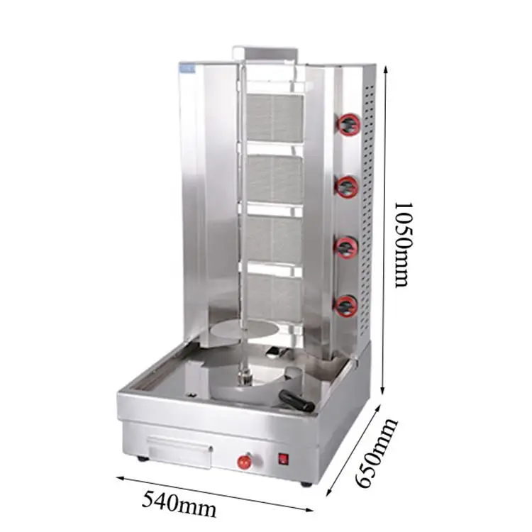 Multifunctional Commercial 4 Burners Gas Automatic Chicken Shawarma Kebab Doner Maker Grill Machine Price For Sale
