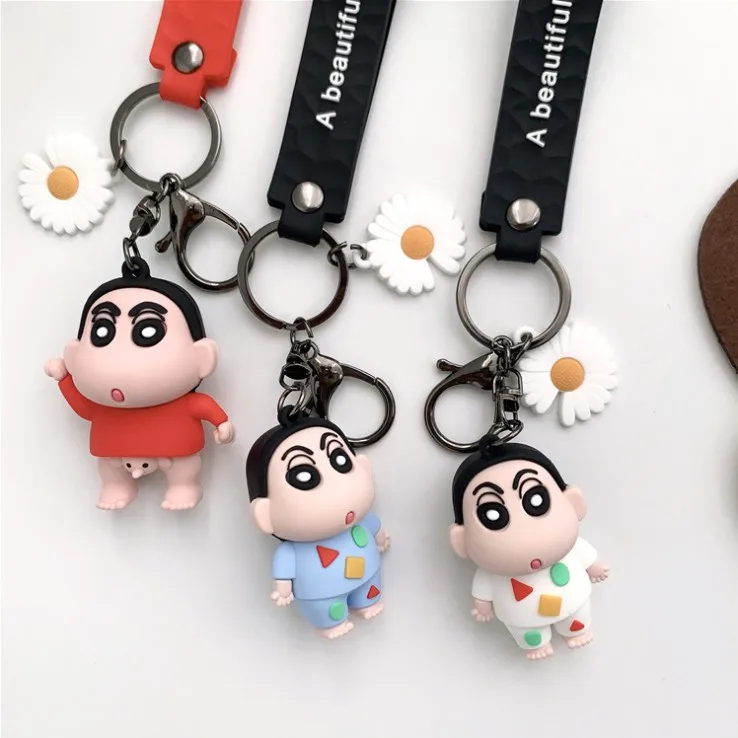 Брелок Crayon Shin-Chan с маленькой маргариткой, креативная Милая мультяшная кукла, брелок для ключей от машины, подвеска для рюкзака