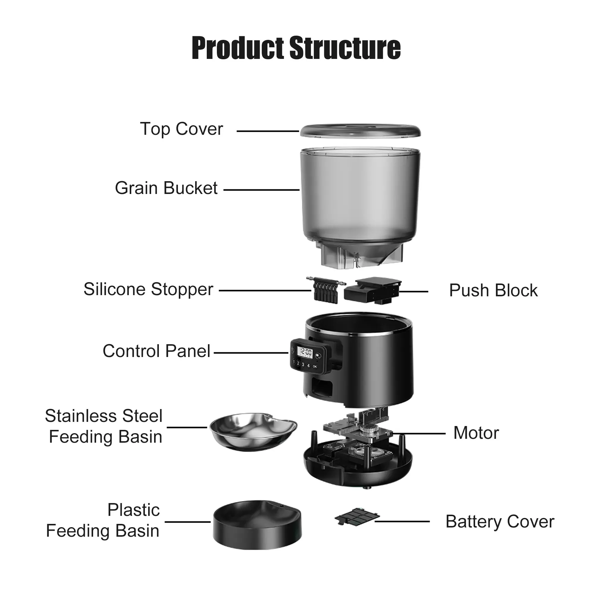 Automatic Button Controlled 4L Pet Feeder 110V-127V 120V 220V 230V 240V Input 5V Out putdog and cat me bowl Smart food dispenser
