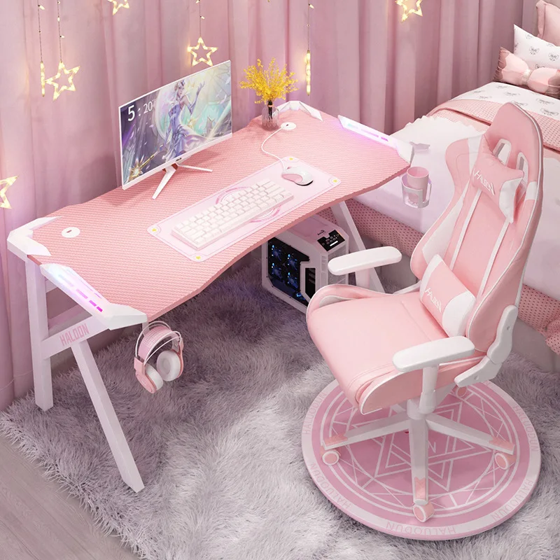 Домашний черный Офисный Компьютерный стол K-образные ножки геймерский Стол СВЕТОДИОДНЫЙ Светильник Настольный набор Rgb игровой компьютер