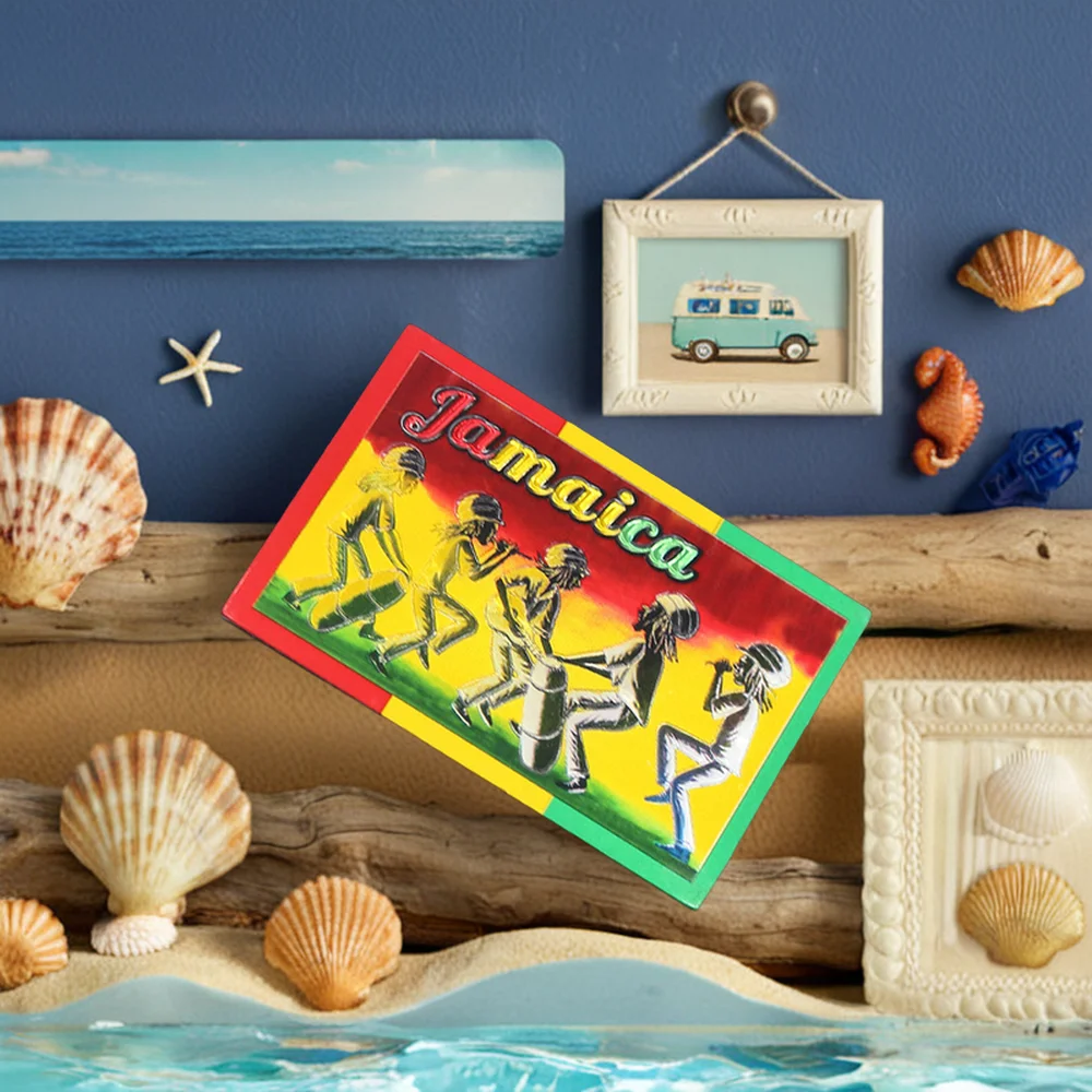 Promotional High Quality Custom Jamaica Folk-style Design Foil Fridge Magnet Fridge Souvenir Gifts for Tourist