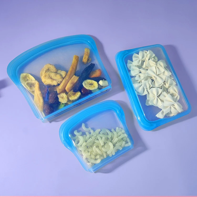 200ml 400ml 800ml Plastic Free Storage Snacks Bag Eco-Friendly Reusable Silicone Food Bag