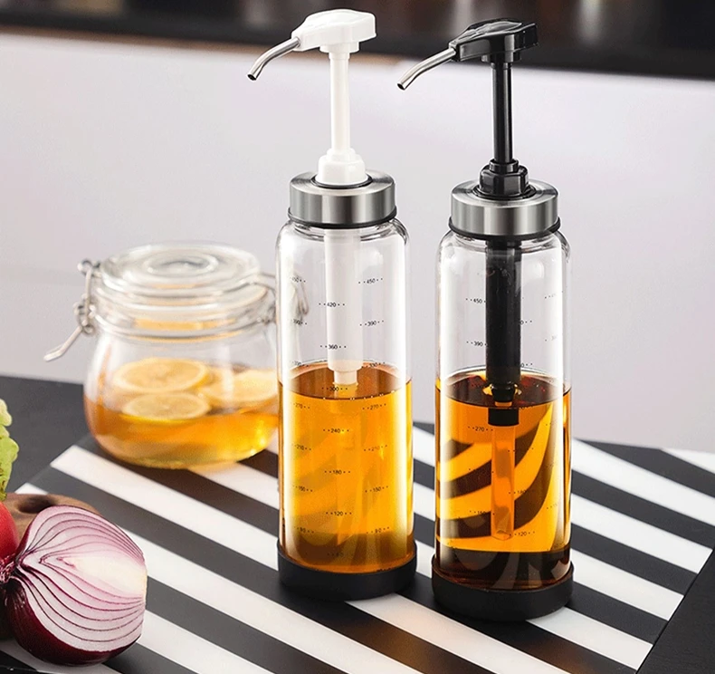 500ml 300ml glass jars and bottles  Honey Dispenser Glass Bottle - Maple Syrup Dispenser No Drip Glass - Beautiful Pump Bottle