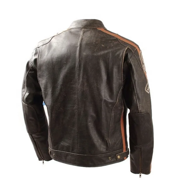  Мужская модная повседневная байкерская куртка из натуральной кожи гоночный стиль для кафе мотоциклетная кожаная