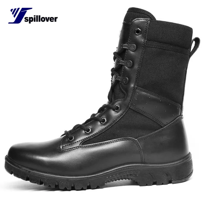 
New High Quality Black Cowhide Leather Rubber combat Boots Tactical boots 