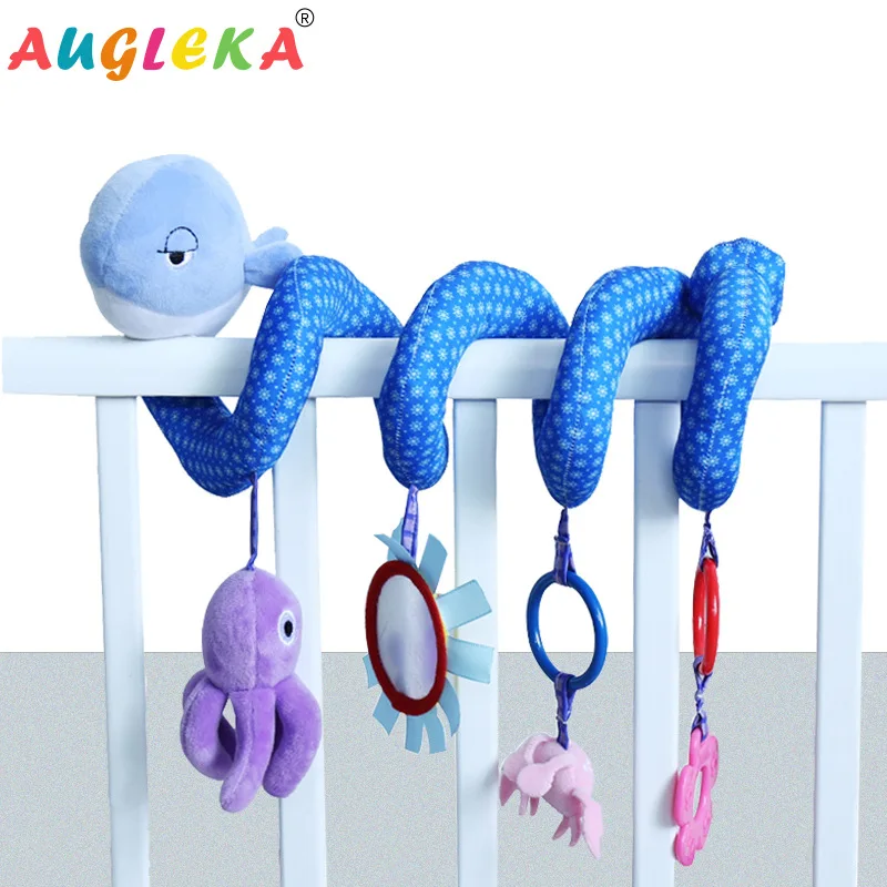 augleka newborn baby plush toy music bed around the car around the rattle lathe hanging safety mirror 0-2 years old