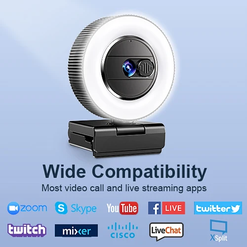 Кольцевой светильник для веб-камера HD с микрофоном конфиденциальности Обложка ПК USB мини камера Конференц-потоковое видео в реальном времени вызова веб-камеры