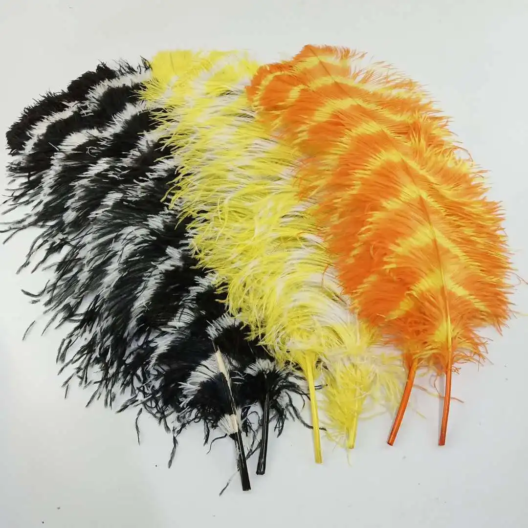 Wholesale trimmed decoration zebra ostrich feathers quill plume for large feather wings costume set