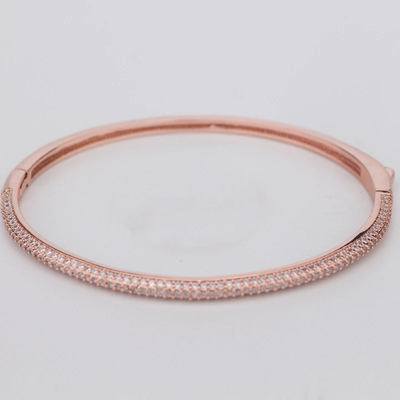 Drop Shipping Full 3A Zircon Stone Ladies Jewelry Bangle Fashion Simple Circle Diamond Bracelet & Bangle  For Women