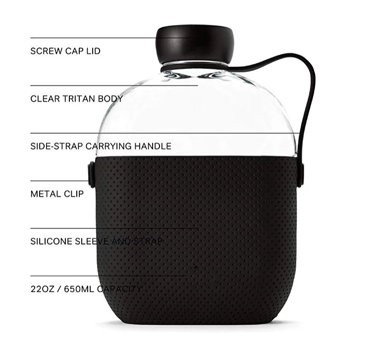 Bar Decor Most Popular Products Hip Flask Shaped Water Bottle, New Ideas 2020 Gift Hip Flask With Silicone Sleeve