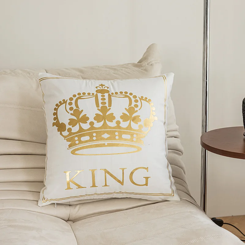 18x18inch Gold Queen Crown Soft Plush Throw Pillow Covers Cushion Pillowcase Decorative for Couch Sofa Living Room