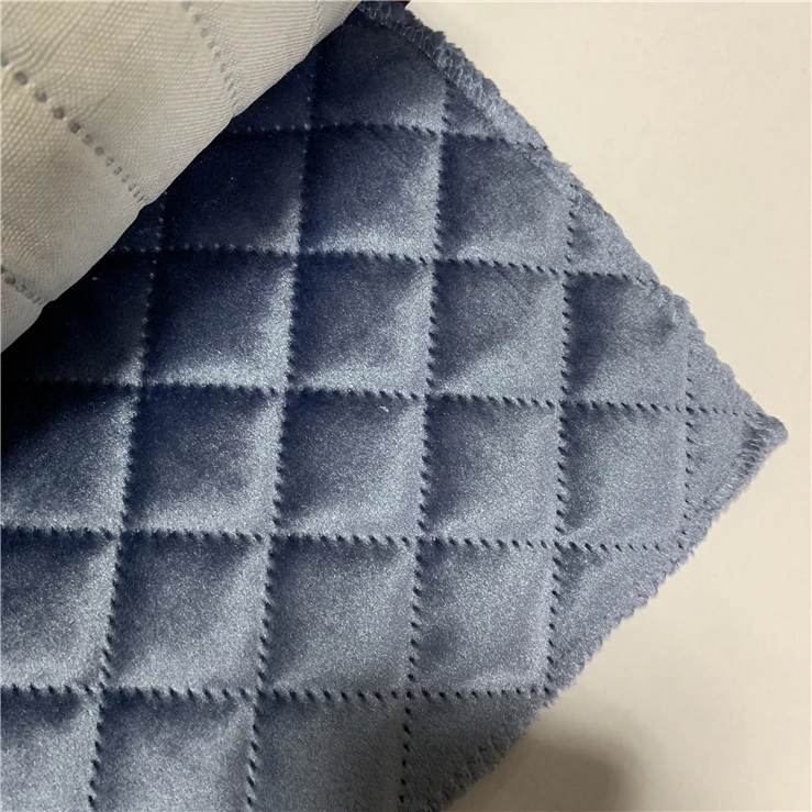 China Wholesale american upholstery sleeper sofas Ultrasonic Embossing Quilting blue velvet upholstery fabric