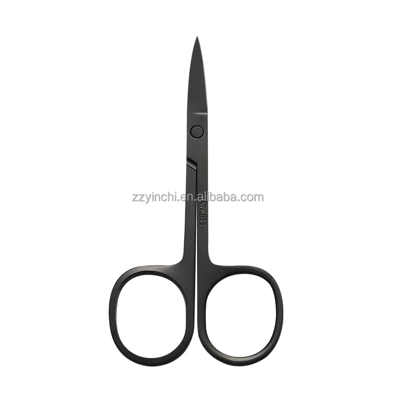 Custom Logo Stainless Steel Mini Black eyelash Extension Scissors Multi functional Beauty Scissors