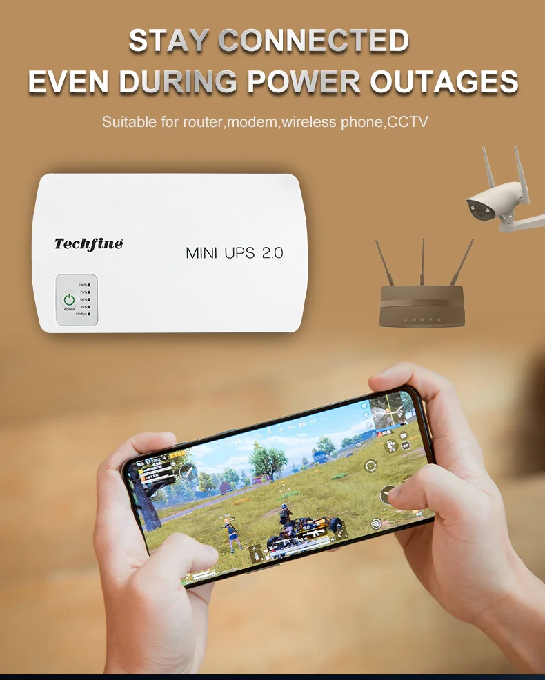 12V 5V 9V DC UPS 8000mah Single Phase18W for WIFI Pure Sine Wave Output router modem online UPS mini UPS for phone ipad computer