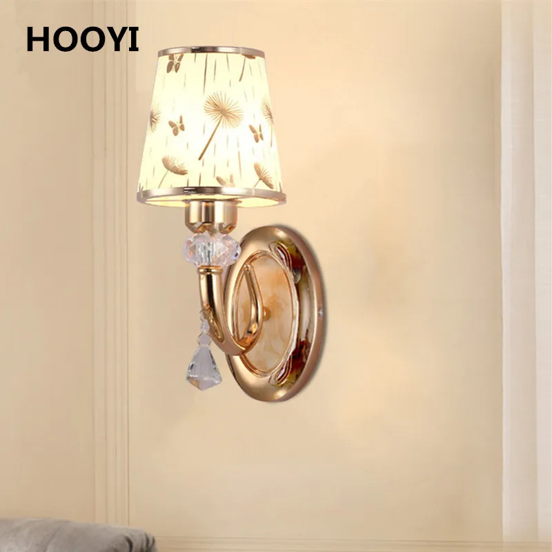 Современный настенный светильник HOOYI с металлическим покрытием и хрустальными лепестками светодиодный E27 яркие настенные светильники для гостиной спальни ресторана отеля кафе