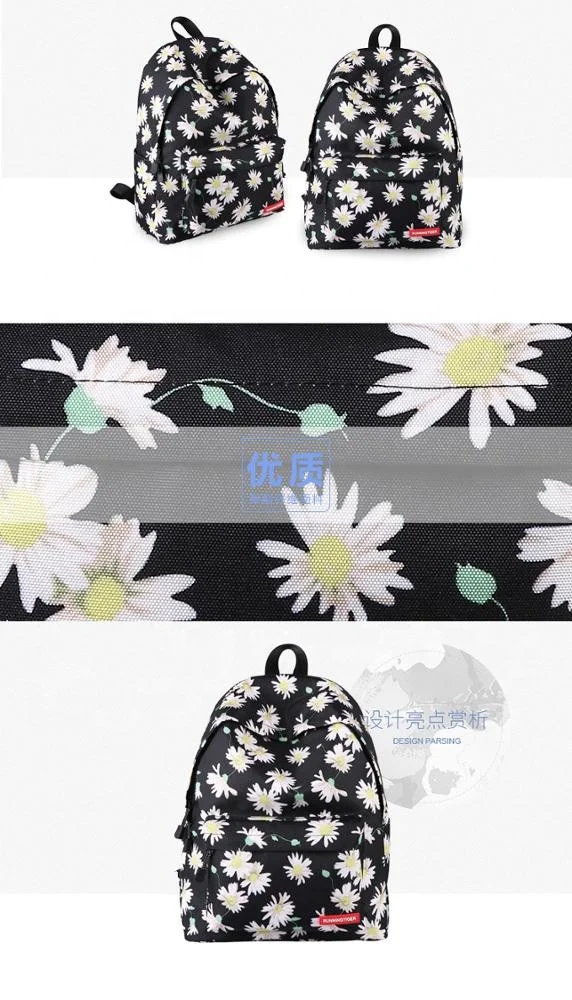 Custom Image Printing Flower Pattern Ladies college bags laptop backpack school bag for girl