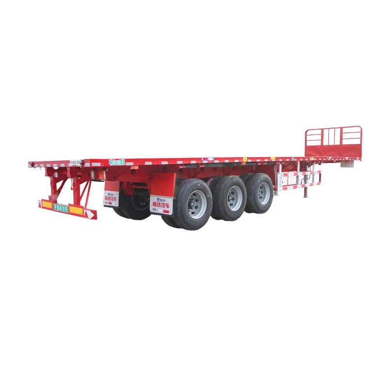 truck trailer  High quality flatbed truck trailer with super thick tires for transporting cranes