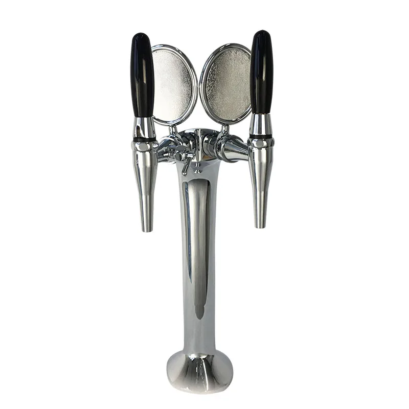 GHO 2 holes silver Cobra beer tower with two taps and medallions